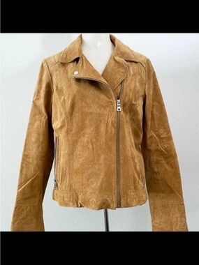 Forever 21 Pigskin Leather suede Jacket Motorcycle Tan Women's small